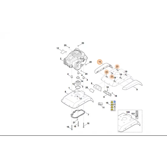 STIHL Glebogryzarka MH445.0 Listwa ochronna prawa 6241 820 0205